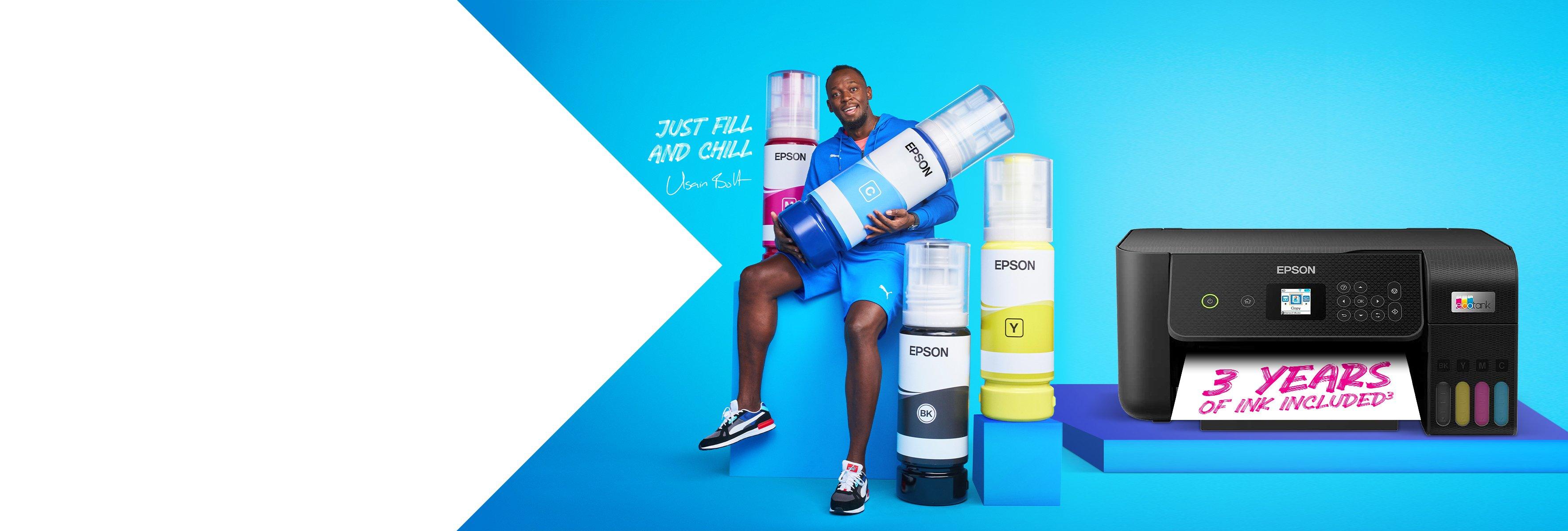 Usain Bolt with EcoTank bottles